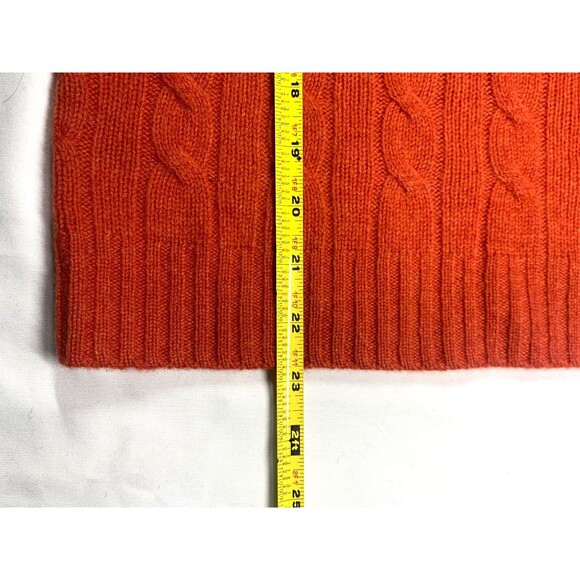Evelyn Grace 100% Cashmere XL Cable Knit Orange Sweater Crew Neck NEW - Picture 5 of 7